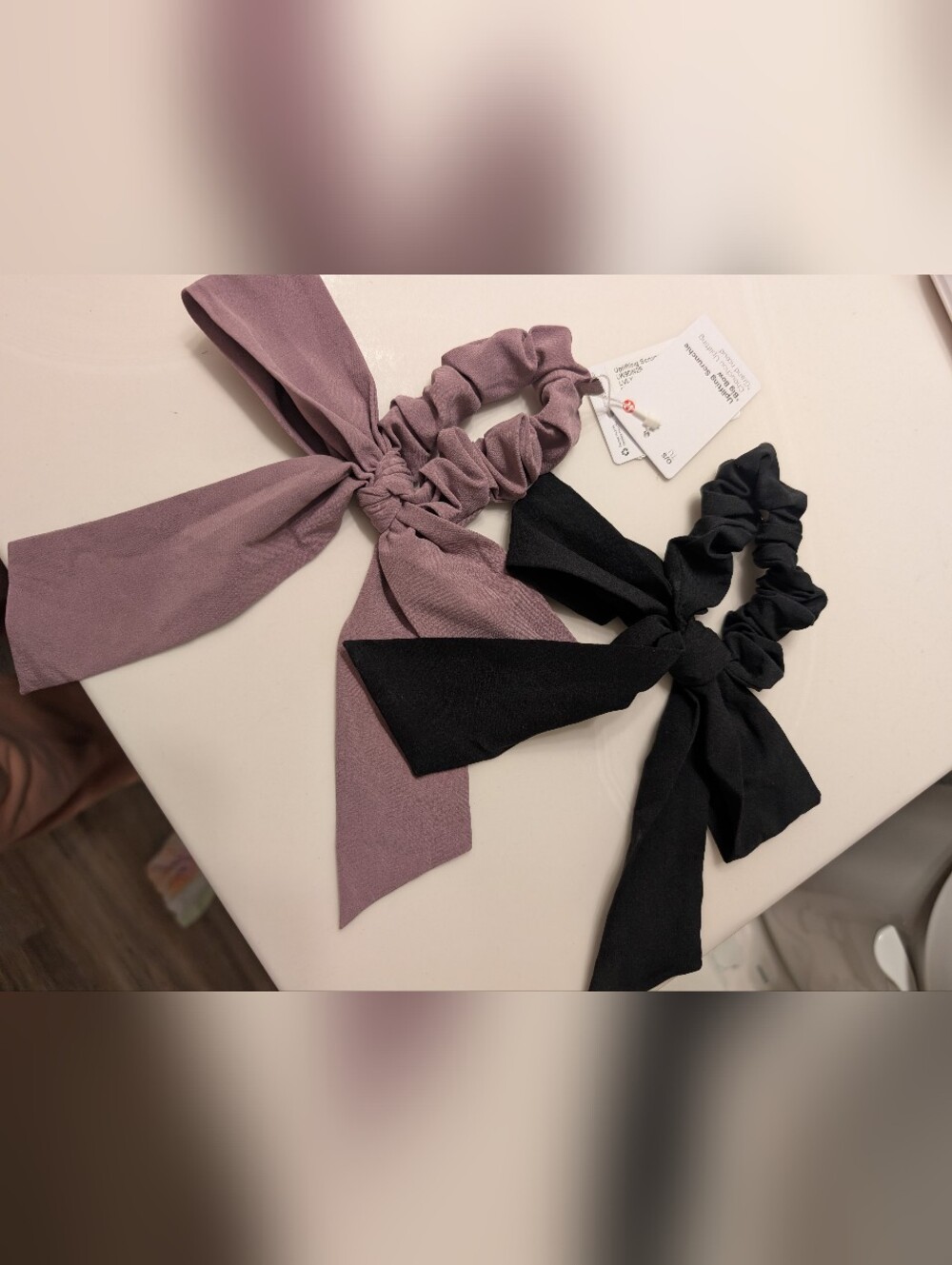lululemon Bow Scrunchies - Black and Purple